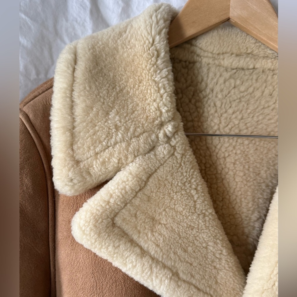 Men's Brown Shearling Jacket - Picture 3 of 7